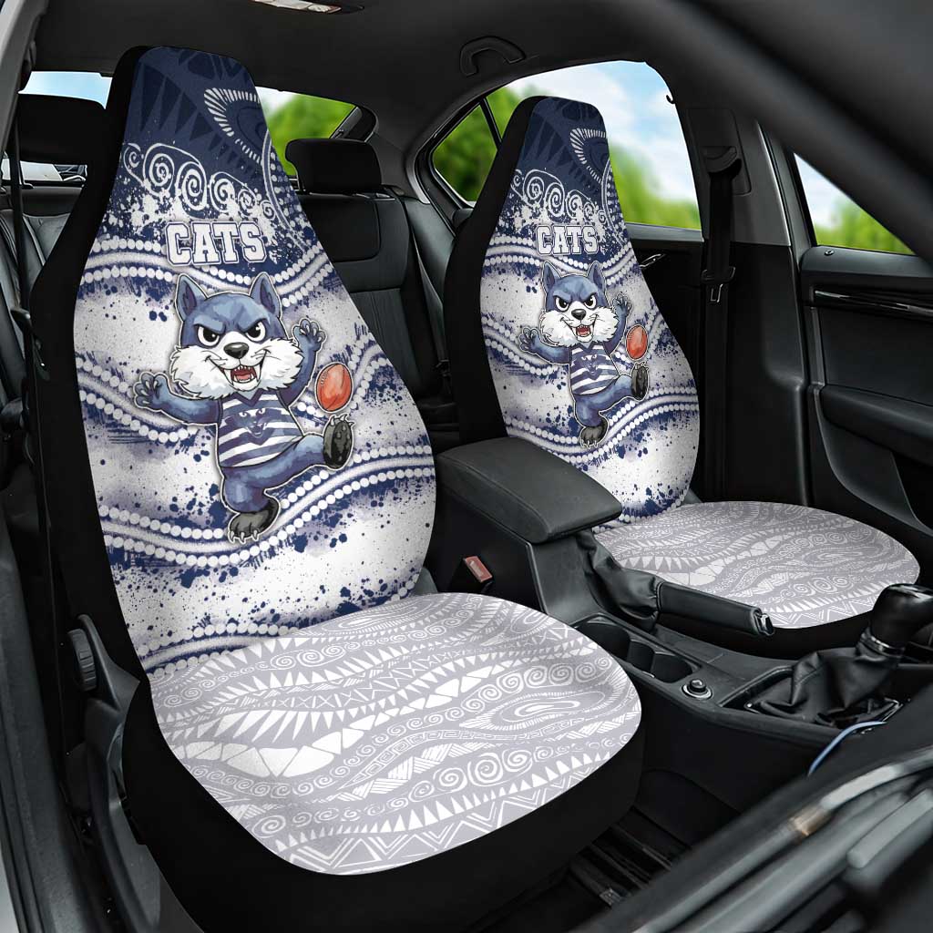 Geelong Navy Car Seat Cover Playful Cat Kicking Ball