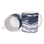 Custom Geelong Navy Ceramic Mug Playful Cat Kicking Ball