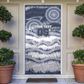 Custom Geelong Navy Door Cover Playful Cat Kicking Ball