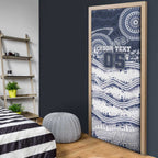 Custom Geelong Navy Door Cover Playful Cat Kicking Ball