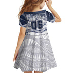 Custom Geelong Navy Family Matching Tank Maxi Dress and Hawaiian Shirt Playful Cat Kicking Ball