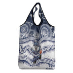 Geelong Navy Grocery Bag Playful Cat Kicking Ball