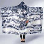 Geelong Navy Hooded Blanket Playful Cat Kicking Ball
