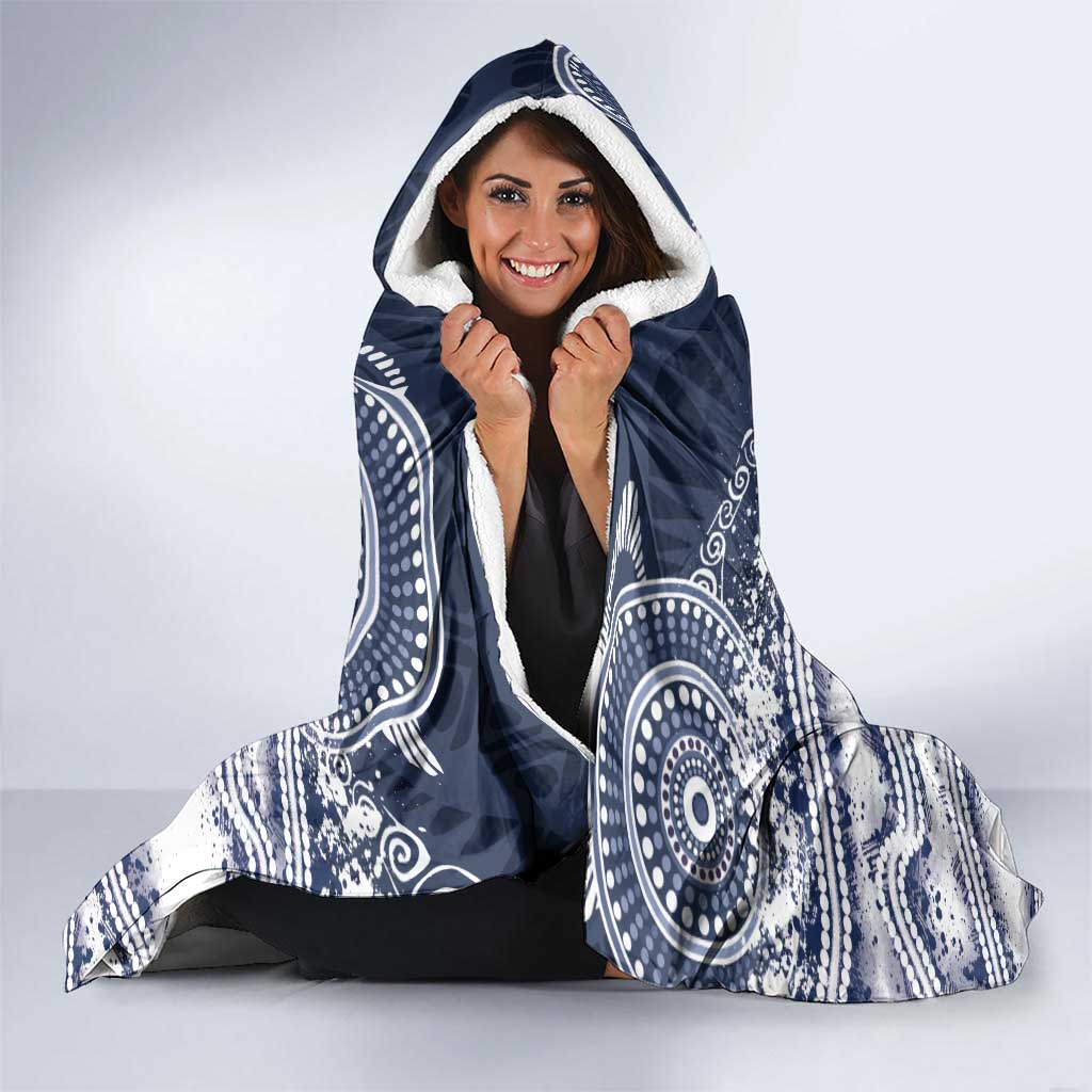 Geelong Navy Hooded Blanket Playful Cat Kicking Ball