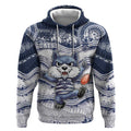 Custom Geelong Navy Hoodie Playful Cat Kicking Ball