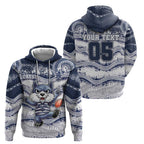 Custom Geelong Navy Hoodie Playful Cat Kicking Ball