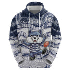 Custom Geelong Navy Hoodie Playful Cat Kicking Ball