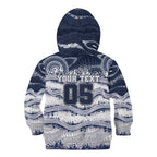 Custom Geelong Navy Kid Hoodie Playful Cat Kicking Ball