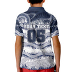 Custom Geelong Navy Kid Polo Shirt Playful Cat Kicking Ball