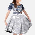 Custom Geelong Navy Kid Short Sleeve Dress Playful Cat Kicking Ball