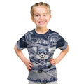 Custom Geelong Navy Kid T Shirt Playful Cat Kicking Ball