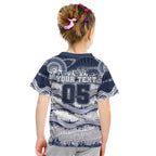 Custom Geelong Navy Kid T Shirt Playful Cat Kicking Ball