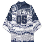 Custom Geelong Navy Kimono Playful Cat Kicking Ball