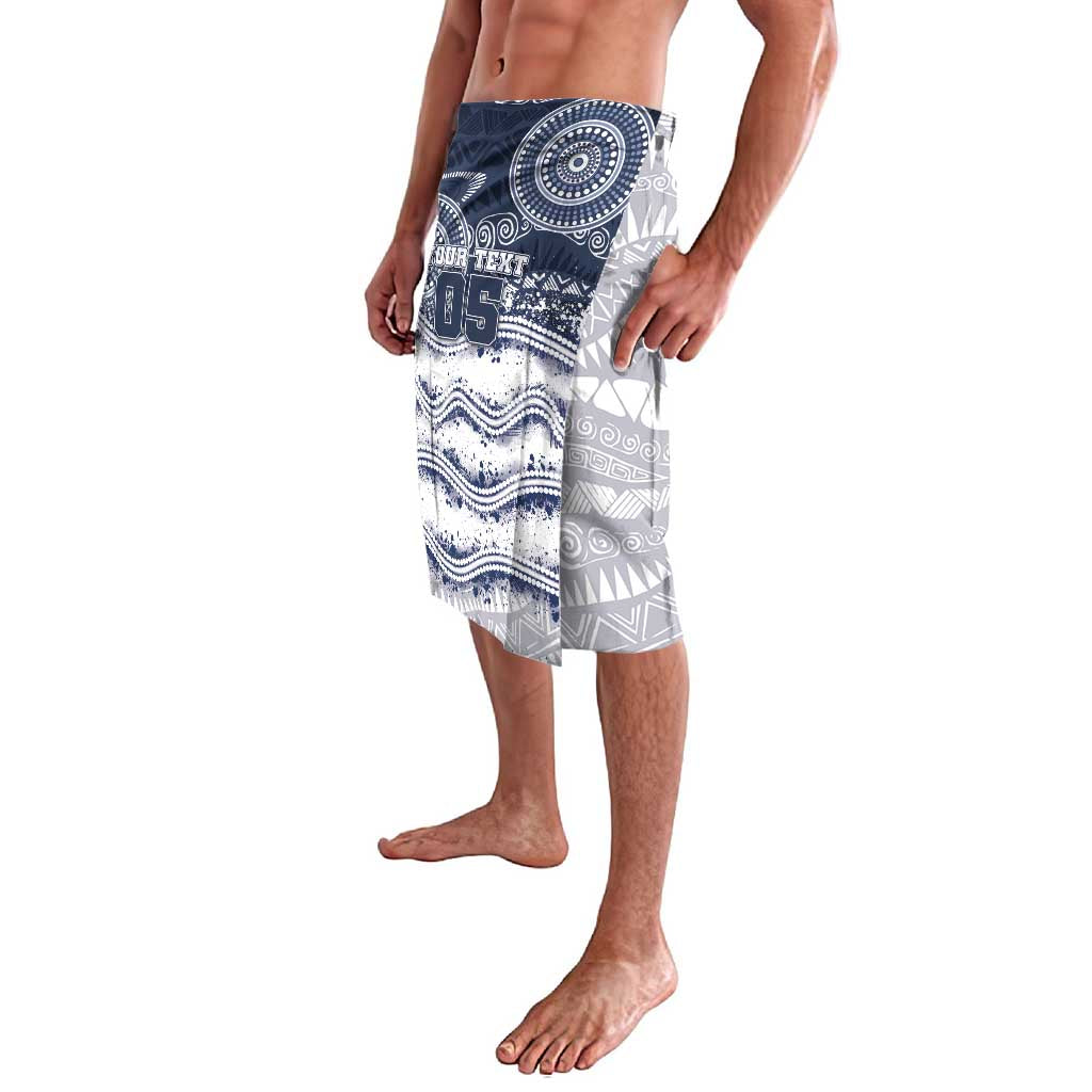 Custom Geelong Navy Lavalava Playful Cat Kicking Ball