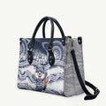 Geelong Navy Leather Bag Playful Cat Kicking Ball