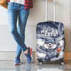 Geelong Navy Luggage Cover Playful Cat Kicking Ball