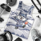 Custom Geelong Navy Men Tank Top Playful Cat Kicking Ball