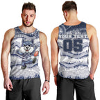 Custom Geelong Navy Men Tank Top Playful Cat Kicking Ball
