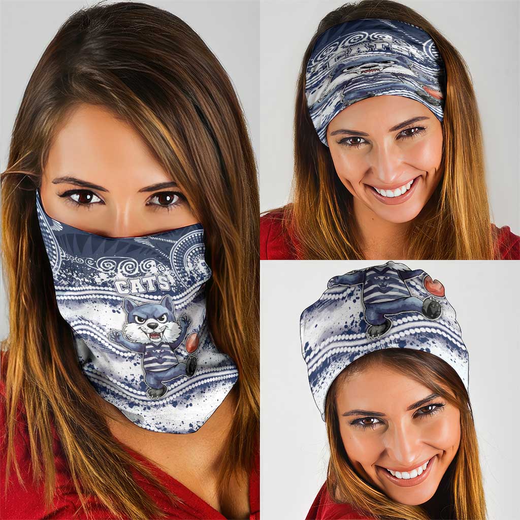 Geelong Navy Neck Gaiter Playful Cat Kicking Ball