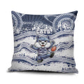 Geelong Navy Pillow Cover Playful Cat Kicking Ball