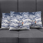 Geelong Navy Pillow Cover Playful Cat Kicking Ball