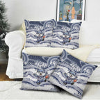 Geelong Navy Pillow Cover Playful Cat Kicking Ball