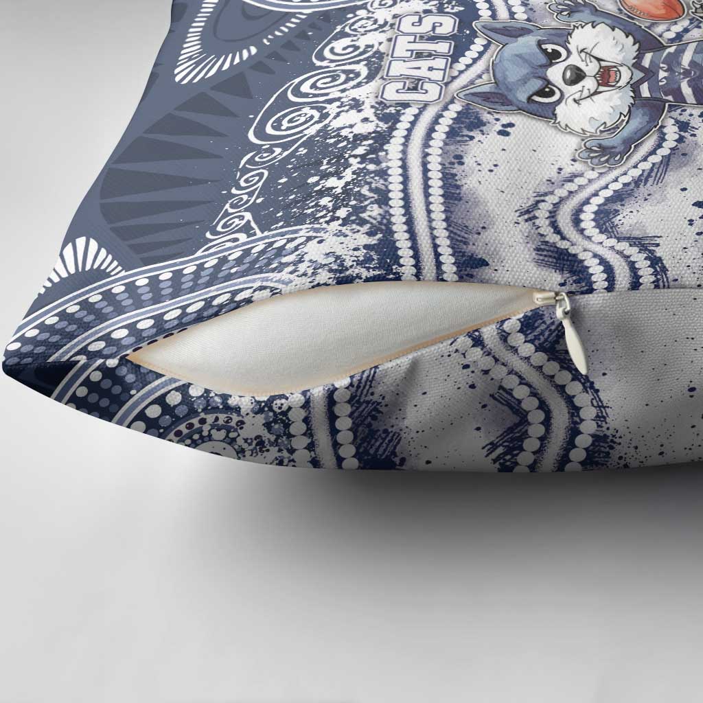 Geelong Navy Pillow Cover Playful Cat Kicking Ball