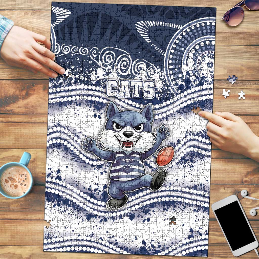 Geelong Navy Puzzle Playful Cat Kicking Ball