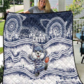 Geelong Navy Quilt Playful Cat Kicking Ball