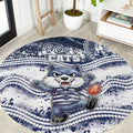 Geelong Navy Round Carpet Playful Cat Kicking Ball