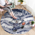 Geelong Navy Round Carpet Playful Cat Kicking Ball