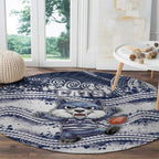 Geelong Navy Round Carpet Playful Cat Kicking Ball
