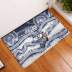 Geelong Navy Rubber Doormat Playful Cat Kicking Ball