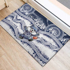 Geelong Navy Rubber Doormat Playful Cat Kicking Ball