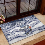 Geelong Navy Rubber Doormat Playful Cat Kicking Ball