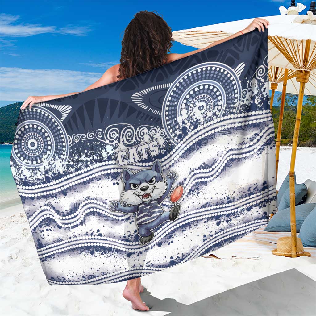 Geelong Navy Sarong Playful Cat Kicking Ball