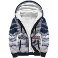 Custom Geelong Navy Sherpa Hoodie Playful Cat Kicking Ball