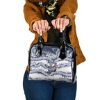 Geelong Navy Shoulder Handbag Playful Cat Kicking Ball