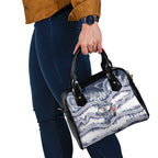 Geelong Navy Shoulder Handbag Playful Cat Kicking Ball