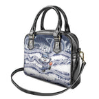 Geelong Navy Shoulder Handbag Playful Cat Kicking Ball