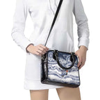 Geelong Navy Shoulder Handbag Playful Cat Kicking Ball