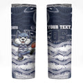 Custom Geelong Navy Skinny Tumbler Playful Cat Kicking Ball