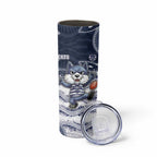 Custom Geelong Navy Skinny Tumbler Playful Cat Kicking Ball