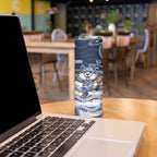 Custom Geelong Navy Skinny Tumbler Playful Cat Kicking Ball