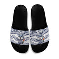 Geelong Navy Slide Sandals Playful Cat Kicking Ball