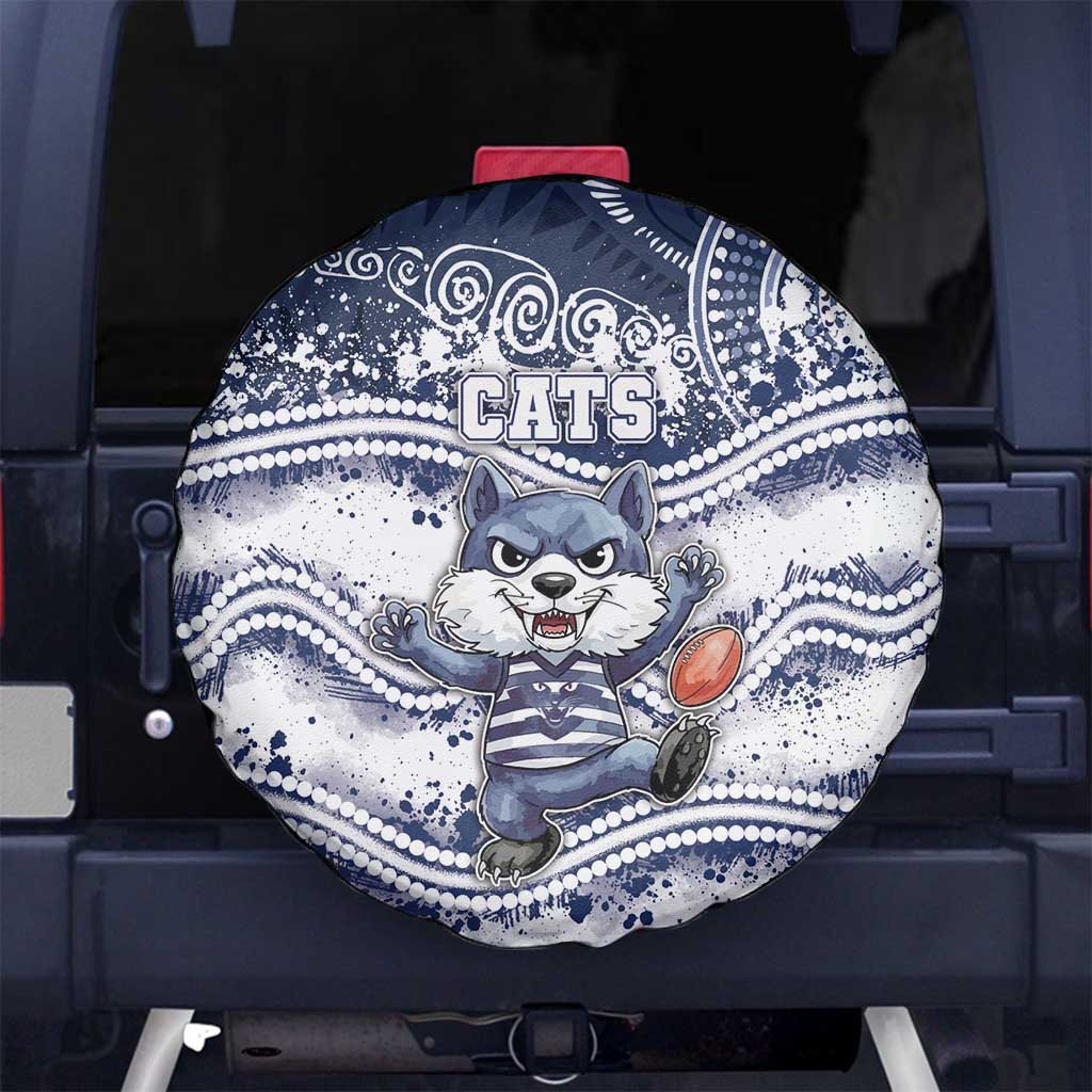 Geelong Navy Spare Tire Cover Playful Cat Kicking Ball