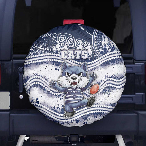 Geelong Navy Spare Tire Cover Playful Cat Kicking Ball