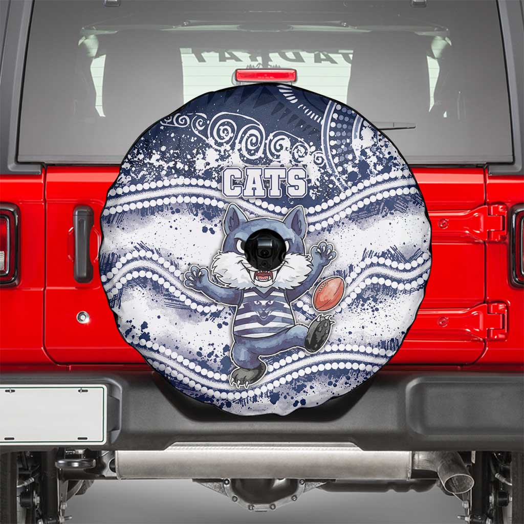 Geelong Navy Spare Tire Cover Playful Cat Kicking Ball