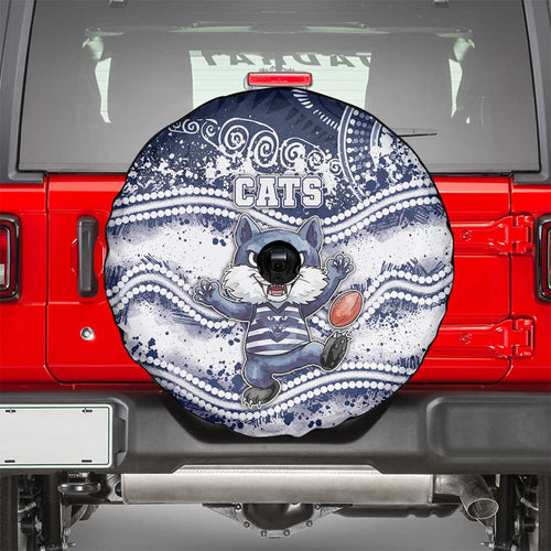 Geelong Navy Spare Tire Cover Playful Cat Kicking Ball