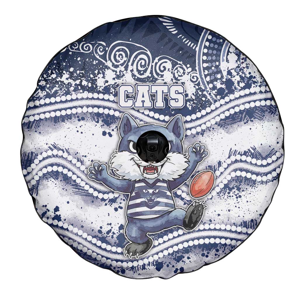 Geelong Navy Spare Tire Cover Playful Cat Kicking Ball